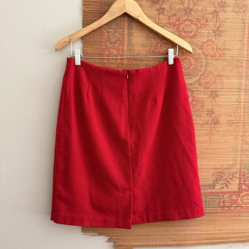 Vintage 90s Red Wool Skirt - Picture 3 of 5